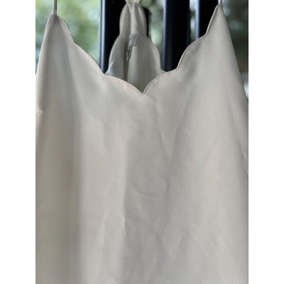 J Crew Womens 4 Scallop Crepe Cami Lined Tank Top Ivory White Adjustable Straps - Picture 7 of 12